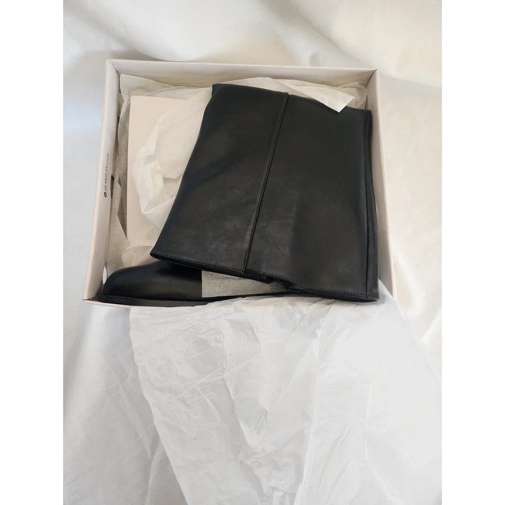 Shoe'N Tale Black Knee High Boots Vegan Leather Tall Riding Boots Womens Size 10